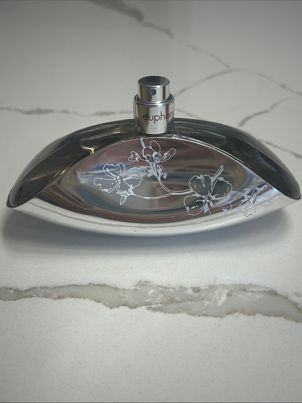 Calvin Klein Silver Floral Euphoria Perfume Bottle